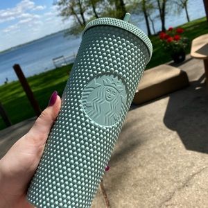 Mint green studded Starbucks tumbled